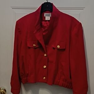 Bill Blass Red Blazer with Gold Buttons